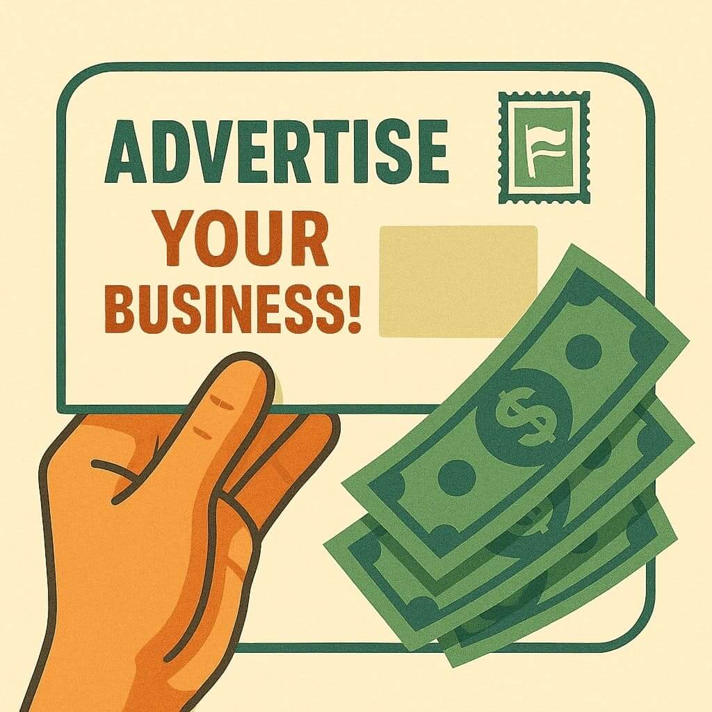 Hand holding postcard with dollar bills showing revenue generated from direct mail marketing